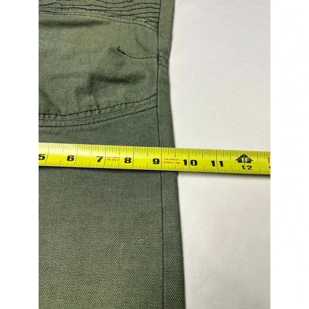 True Religion Mens Section Moto Slim Pants Olive Green‎ Biker Ribbed 38X33